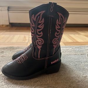Black and pink little girl riding boots cow girl style
